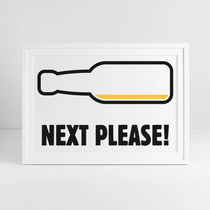 Next Please! (Bier / Bierchen / POS 2C) Gerahmtes Poster (69 × 49 cm)