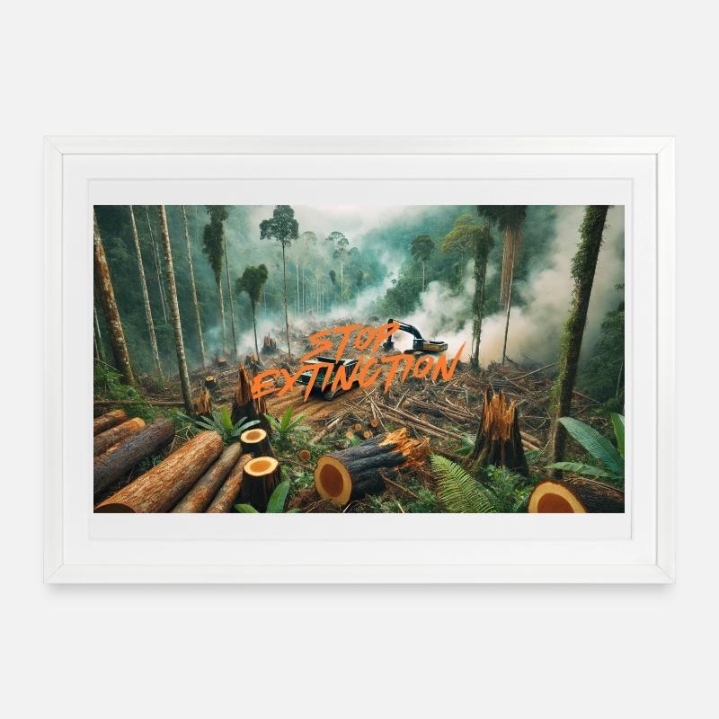 Stop Extinction : Conception de la protection des forêts - Affiche encadrée (69 × 49 cm) - blanc