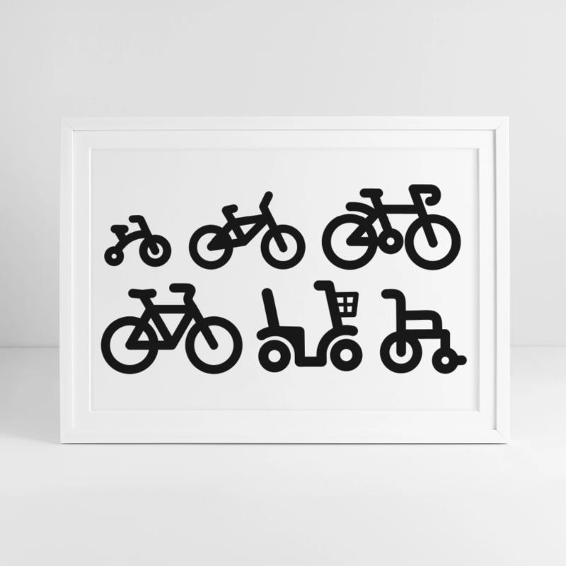 Evolution vélo de course cyclisme vélo de course Affiche encadrée (69 × 49 cm)