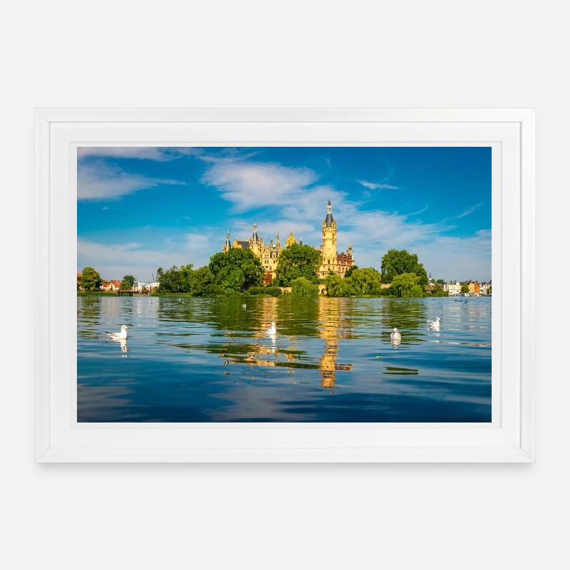 Schwerin Castle in summer - Framed poster (69 × 49 cm) - white