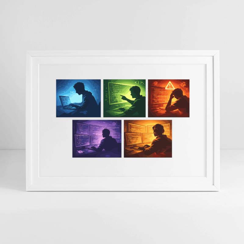Multi-Screen Code Shadow Framed poster (69 × 49 cm)