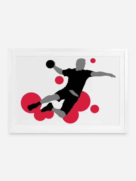 Handball - Gerahmtes Poster (69 × 49 cm) - Weiß
