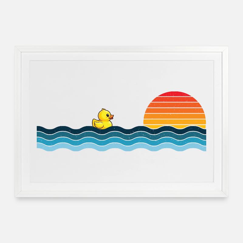 Vintage Rubber Duck Retro Duck Lover Duckie - Framed poster (69 × 49 cm) - white