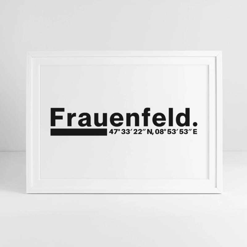 Frauenfeld Coordinates Thurgau Thurgauer Framed poster (69 × 49 cm)