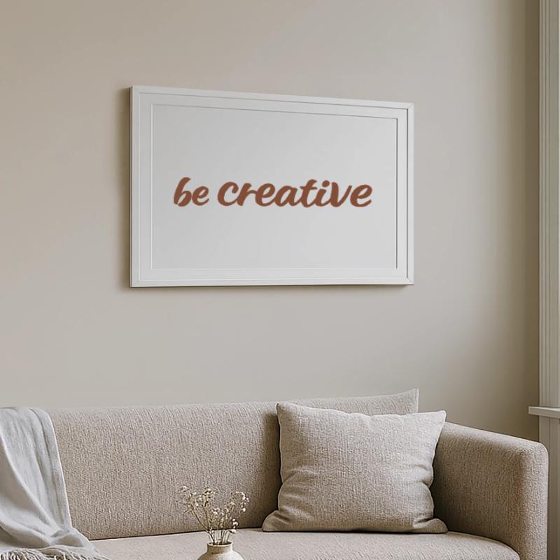 Be Creative Script Brown Framed poster (69 × 49 cm)
