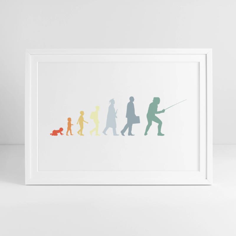 Fencer Evolution Framed poster (69 × 49 cm)
