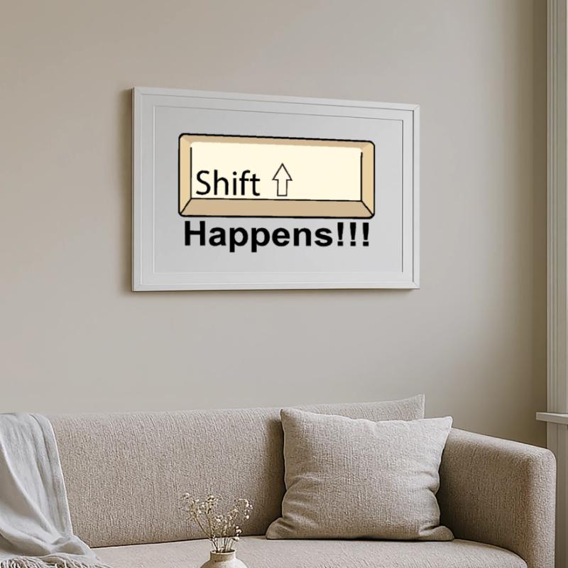 Conception minimale du clavier Shift Affiche encadrée (69 × 49 cm)