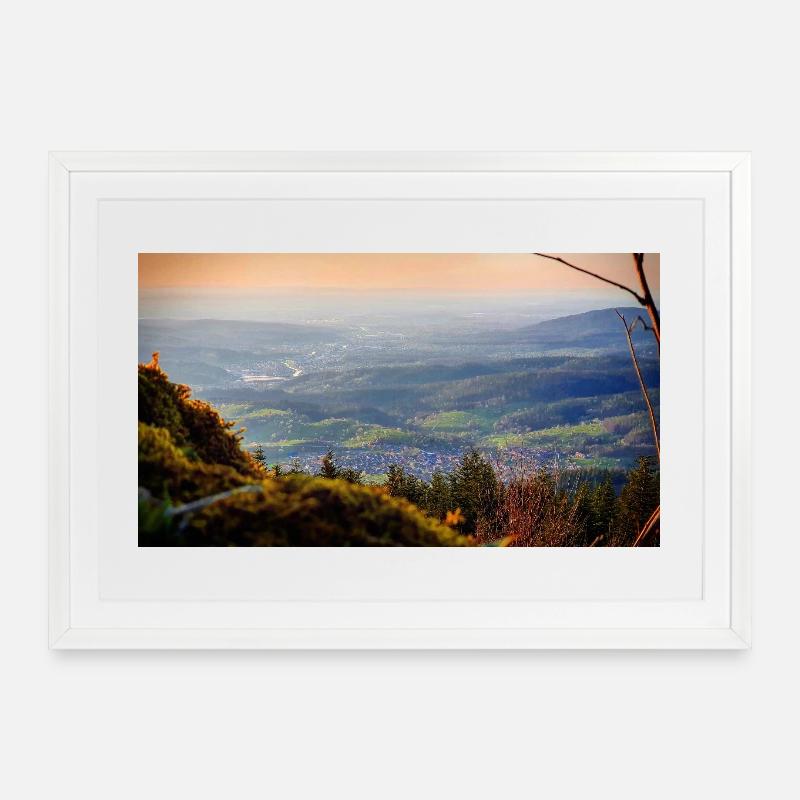 Evening panorama mountain landscape - Framed poster (69 × 49 cm) - white