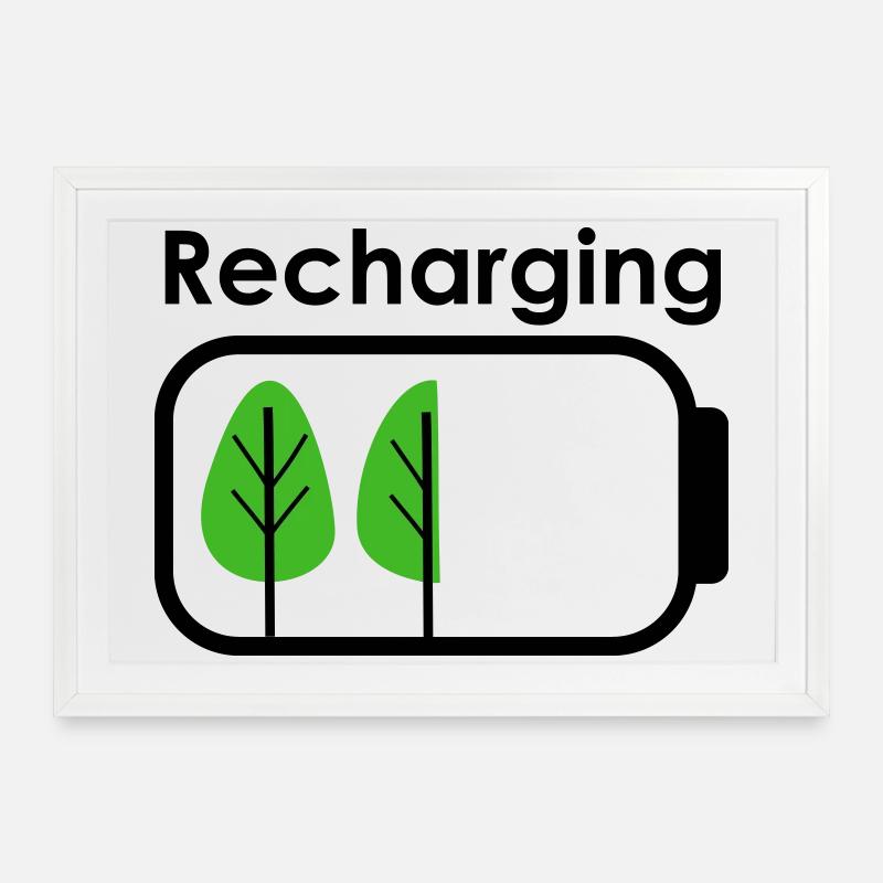 Recharging - Framed poster (69 × 49 cm) - white