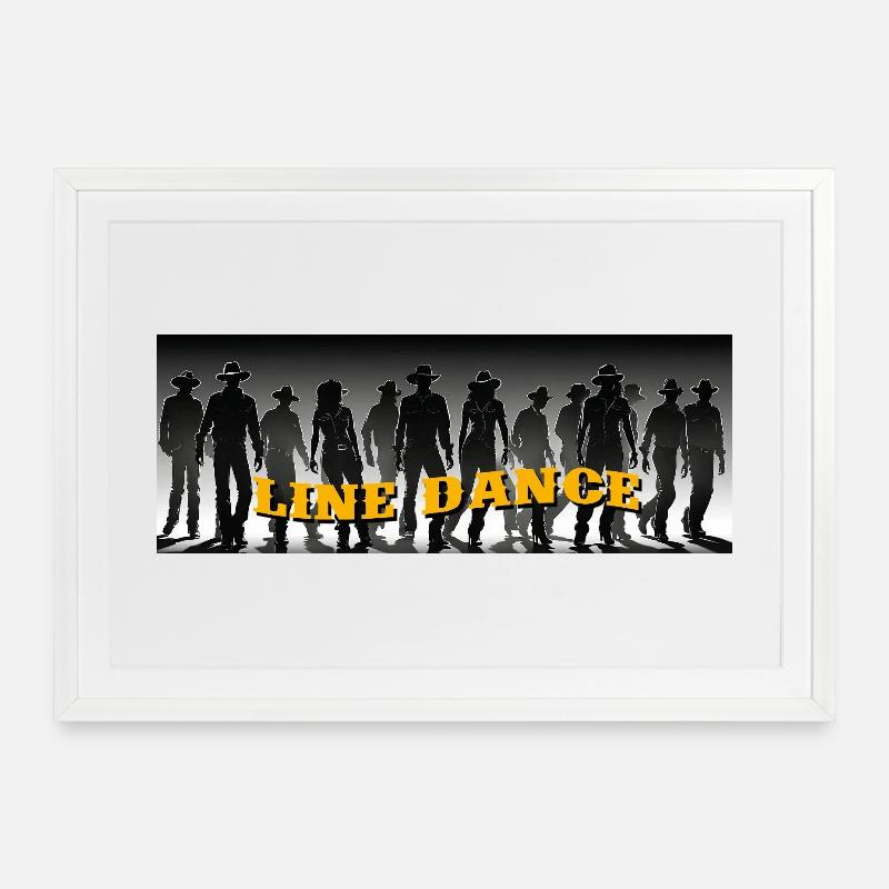 Line Dance Gruppe beim Tanzen - Gerahmtes Poster (69 × 49 cm) - Weiß