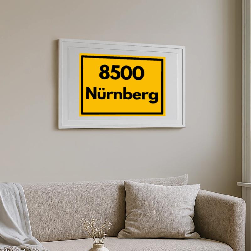 OLD POSTCODE POSTCODE RETRO 8500 NÜRNBERG FRANKEN Framed poster (69 × 49 cm)