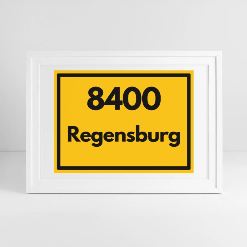 OLD POSTCODE ZIP CODE RETRO 8400 REGENSBURG Framed poster (69 × 49 cm)