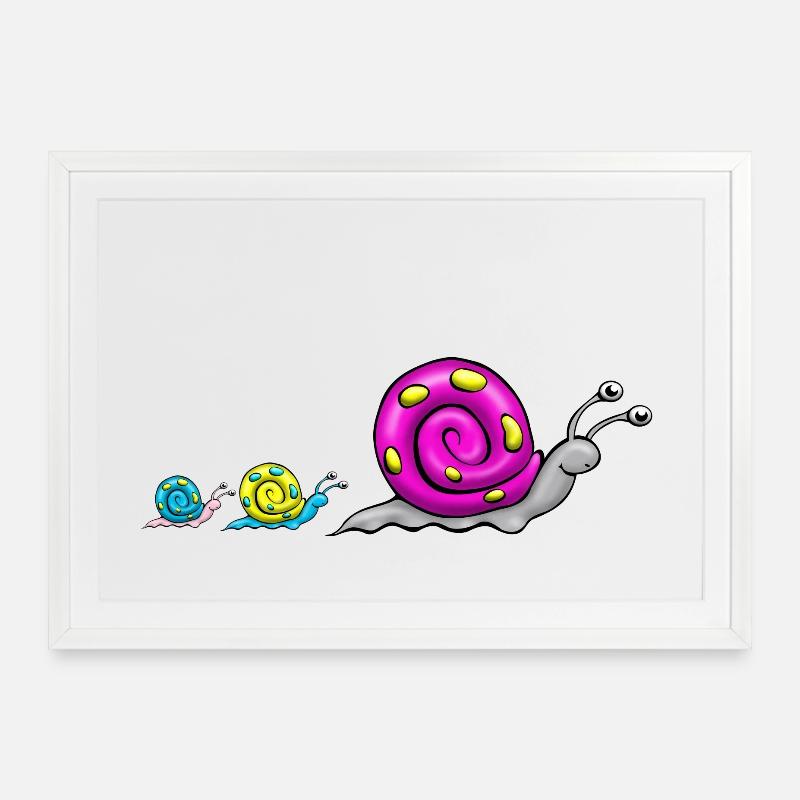 Snail family comic - Framed poster (69 × 49 cm) - white