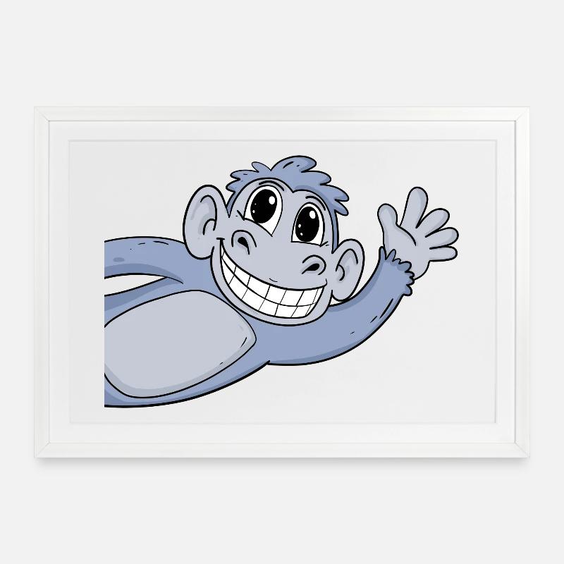 Monkey Greeting Greeting - Framed poster (69 × 49 cm) - white