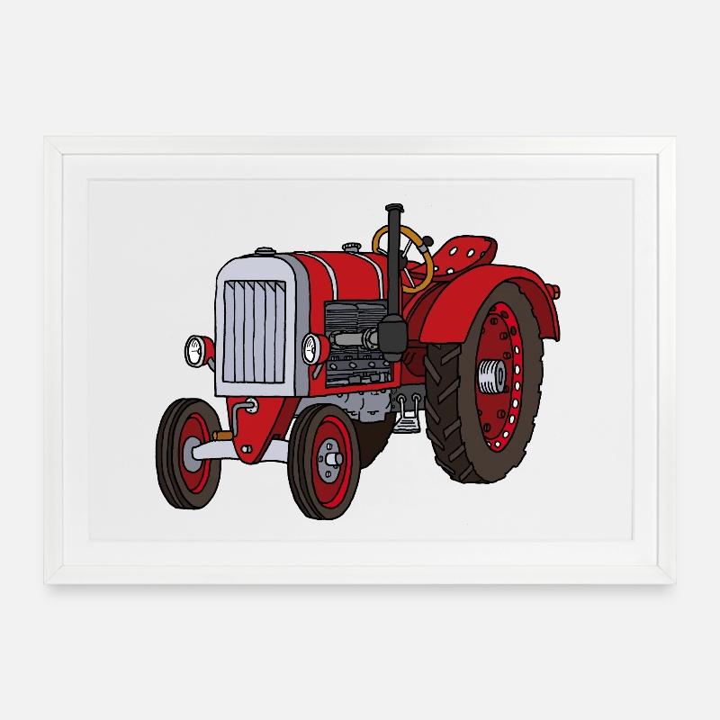 Trecker rouge - Affiche encadrée (69 × 49 cm) - blanc