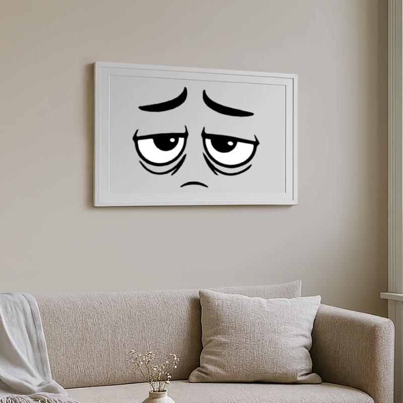 Grumpy sad disappointed face funny Framed poster (69 × 49 cm)