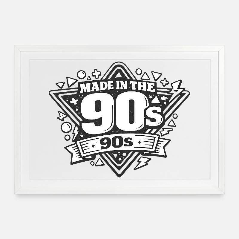 Made in den 90ern: Retro Logo - Gerahmtes Poster (69 × 49 cm) - Weiß