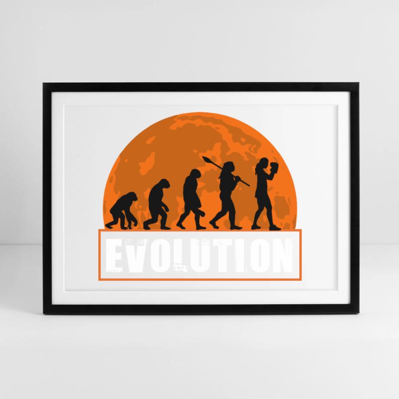 Boxe Evolution Boxeuse Fille Combat Boxe Boxe Affiche encadrée (69 × 49 cm)