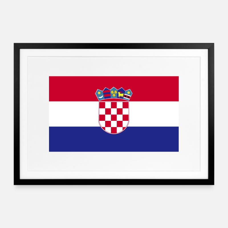 Croatie : Des drapeaux dont on tombe amoureux ! - Affiche encadrée (69 × 49 cm) - noir