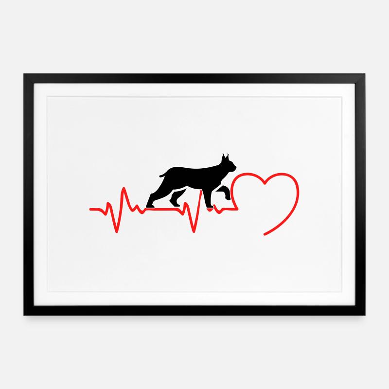 Le chat lynx un battement de cœur amoureux - Affiche encadrée (69 × 49 cm) - noir