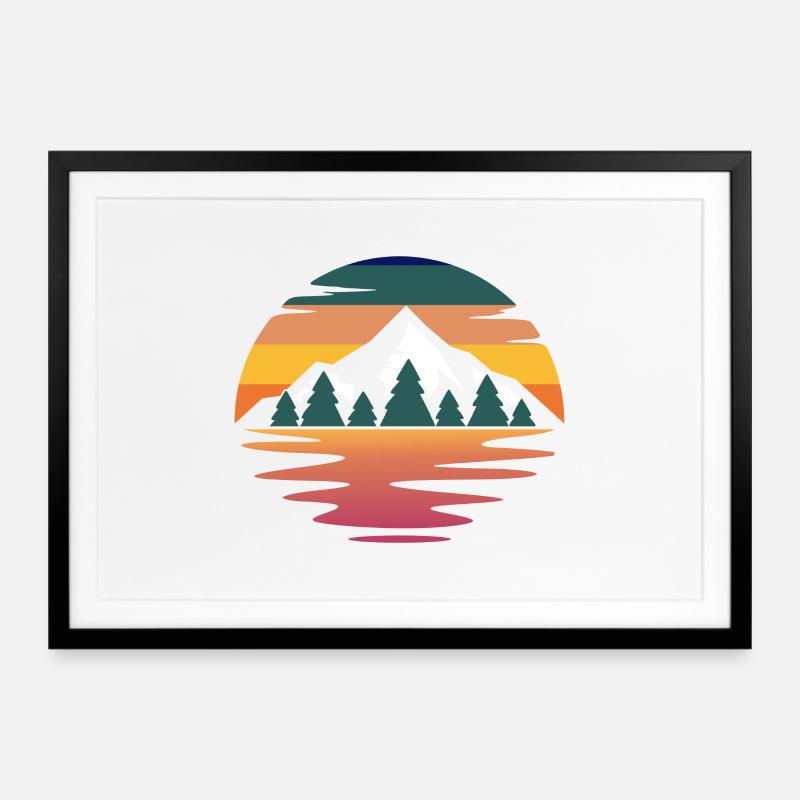 Montagne en couleur - Affiche encadrée (69 × 49 cm) - noir