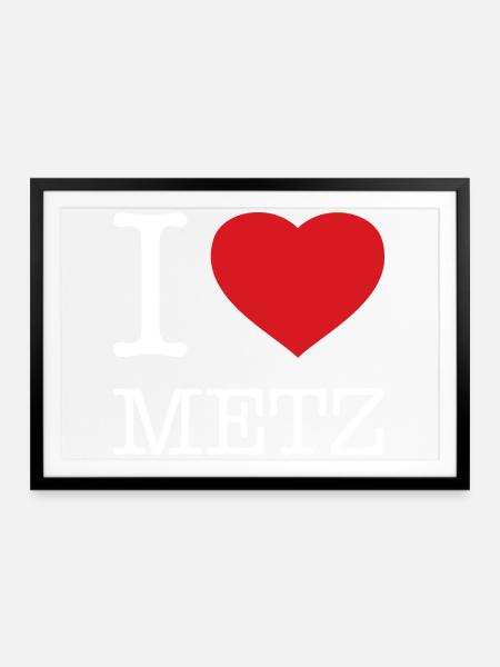 I LOVE METZ - Gerahmtes Poster (69 × 49 cm) - Schwarz