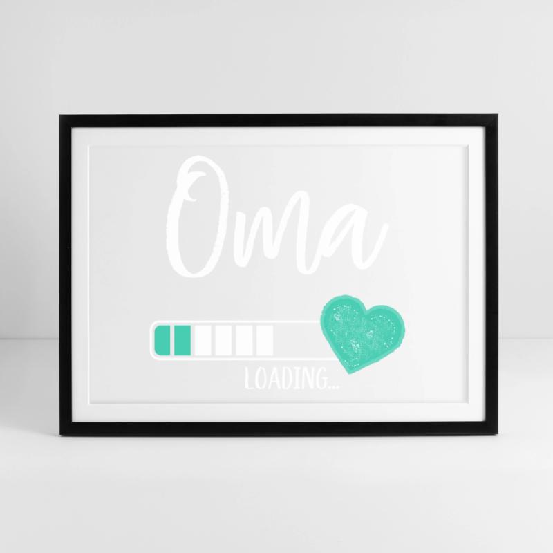 Oma Loading Herz Enkel Junge Werdende Großmutter Gerahmtes Poster (69 × 49 cm)