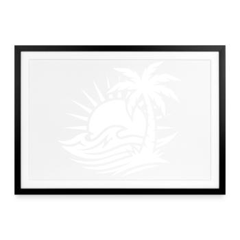 Palme Strand Ozean - Gerahmtes Poster (69 × 49 cm) - Schwarz - Vorne