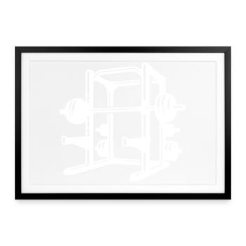Training Gewichte Hanteln - Gerahmtes Poster (69 × 49 cm) - Schwarz - Vorne