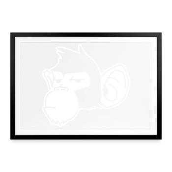 Urban Affe – Streetart Graffiti Prima - Gerahmtes Poster (69 × 49 cm) - Schwarz - Vorne