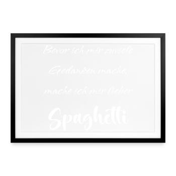 Gedanken-Spaghetti - Gerahmtes Poster (69 × 49 cm) - Schwarz - Vorne