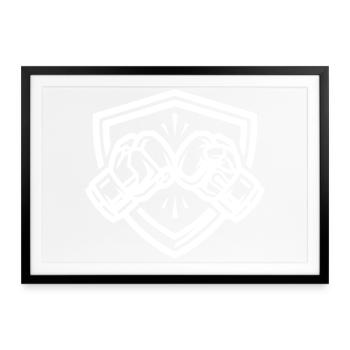 Boxhandschuhe Wappen - Gerahmtes Poster (69 × 49 cm) - Schwarz - Vorne