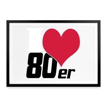 80er Party Retro Fun Shirt, 80er Motto Shirt (25) - Gerahmtes Poster (69 × 49 cm) - Schwarz - Vorne