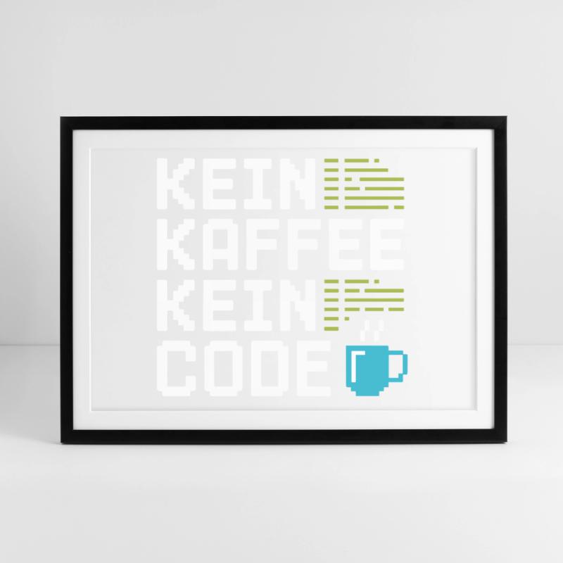 No Coffee No Code Programmeur Informaticien Affiche encadrée (69 × 49 cm)