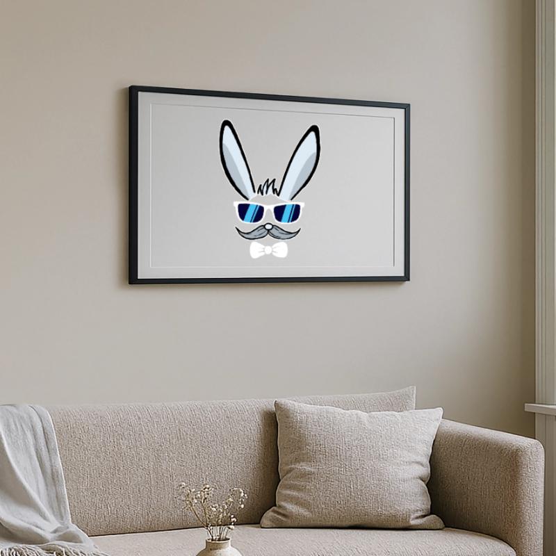 He | Easter bunny face Easter bunny Happy Easter Framed poster (69 × 49 cm)