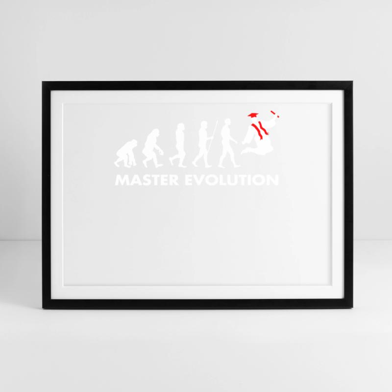 Master Evolution Entwicklung Schulabschluss Diplom Gerahmtes Poster (69 × 49 cm)