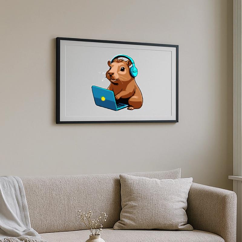 Capybara Programmer Coder Computer Framed poster (69 × 49 cm)