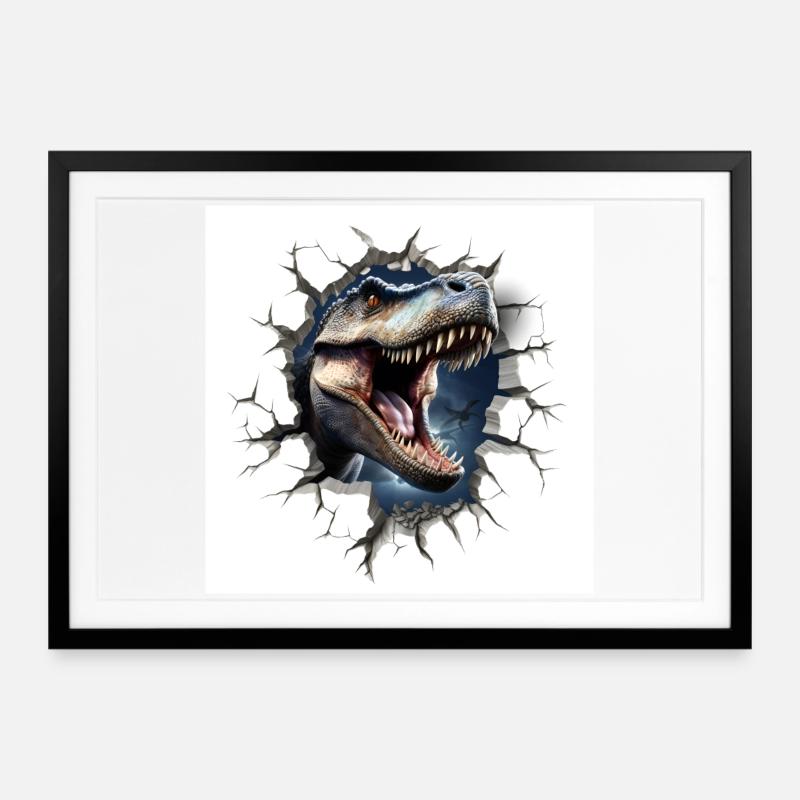 T-Rex - Affiche encadrée (69 × 49 cm) - noir