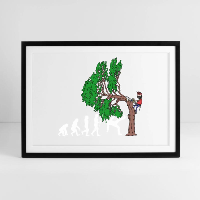 Tree Evolution Woodwork Lumberjack Tree Cutter Framed poster (69 × 49 cm)