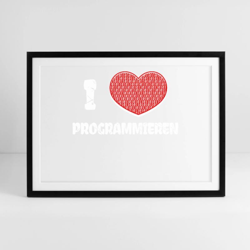 Developer Herz Programmierer Statement Informatik Gerahmtes Poster (69 × 49 cm)