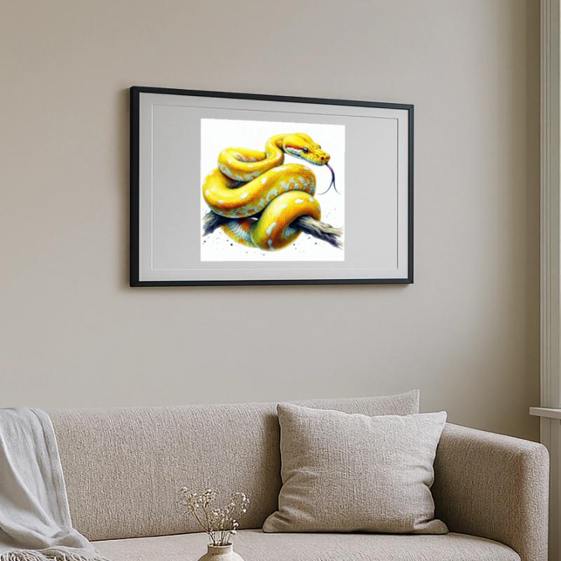 Python jaune Affiche encadrée (69 × 49 cm)