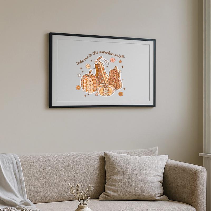 Patchwork Pumpkin Patch Framed poster (69 × 49 cm)