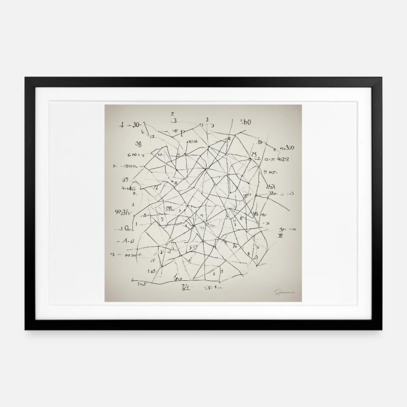 Réseau neuronal abstrait - Affiche encadrée (69 × 49 cm) - noir