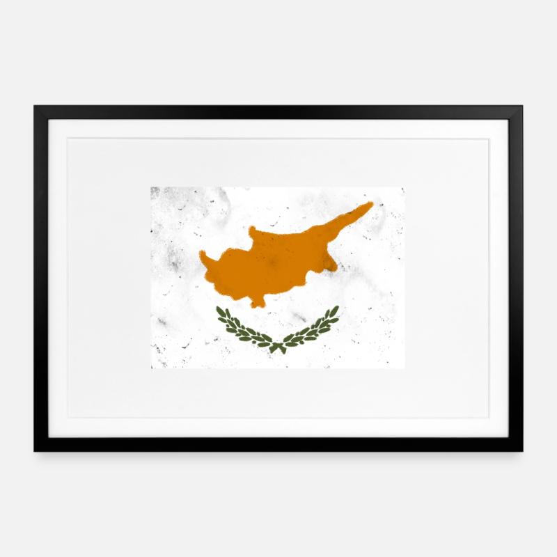 Flagge von Zypern - Gerahmtes Poster (69 × 49 cm) - Schwarz