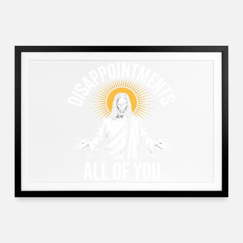Déceptions à tous Jésus Soleil Tee - Affiche encadrée (69 × 49 cm) - noir
