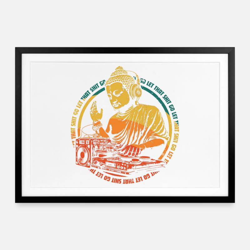 Buddha DJ - Framed poster (69 × 49 cm) - black
