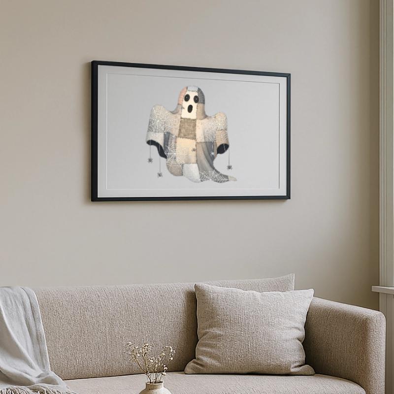 Patchwork Ghost with Spider Webs Framed poster (69 × 49 cm)
