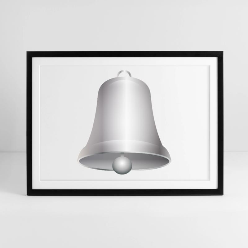 große silberfarbene Kirchen Glocke oder Glöckchen Gerahmtes Poster (69 × 49 cm)
