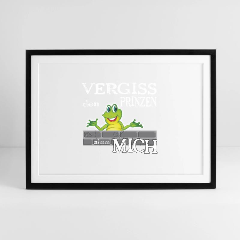 Frosch König textile Geschenkidee Gerahmtes Poster (69 × 49 cm)