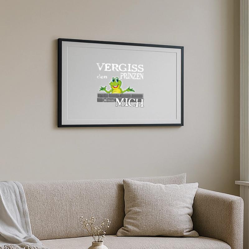Frosch König textile Geschenkidee Gerahmtes Poster (69 × 49 cm)